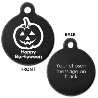 Halloween Pumpkin Black 31mm Large Round Pet Dog ID Tag